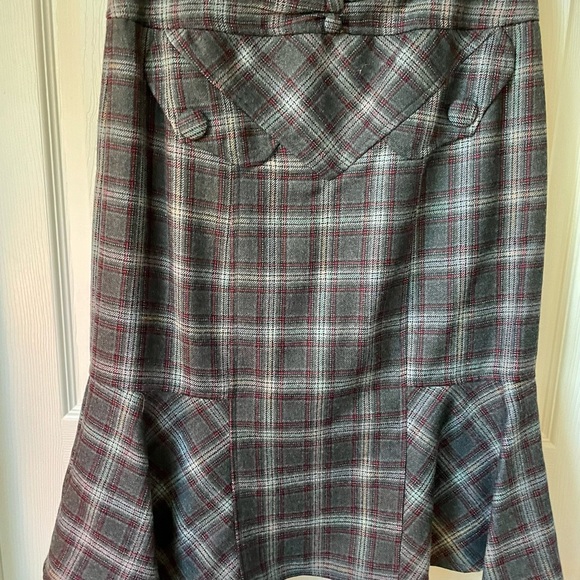 Nanette Lepore Anthropology plaid wool midi skirt NEVER WORN NWOT A+ sz 6 - Picture 2 of 14
